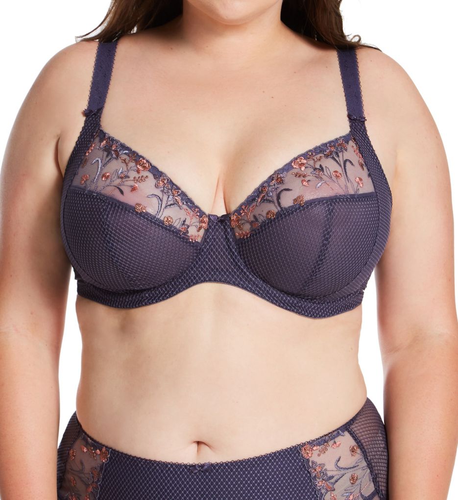 Elomi Women's Charley Underwire Plunge Bra in Blue | Plus Size 38FF | HerRoom.com
