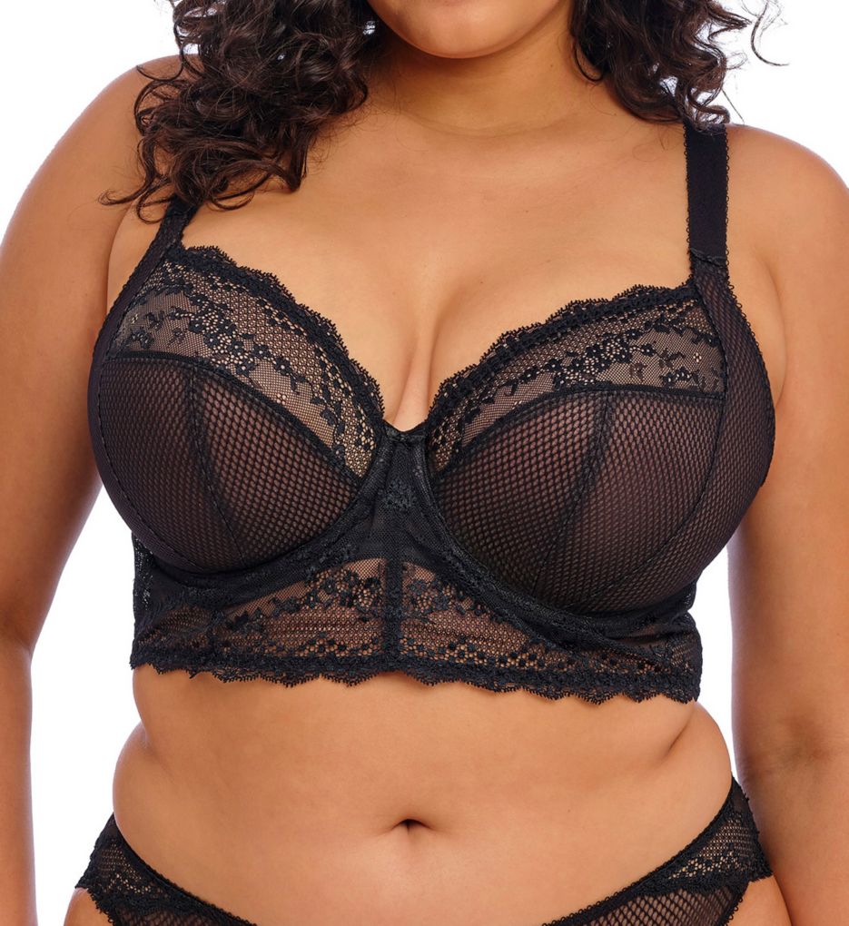 Elomi Women's Charley Underwire Plunge Longline Bra in Black | Size 38F | HerRoom.com