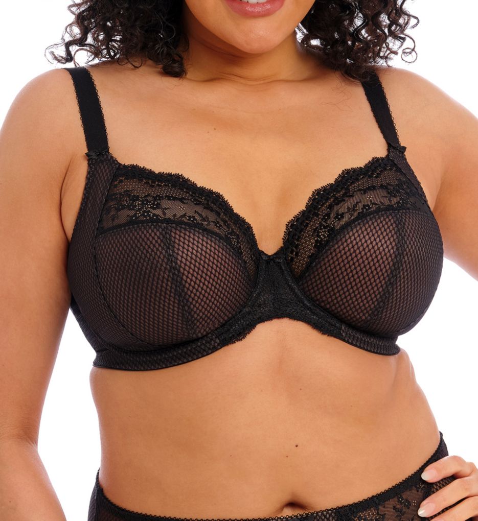 Charley Underwire Stretch Lace Plunge Bra Black 38F by Elomi