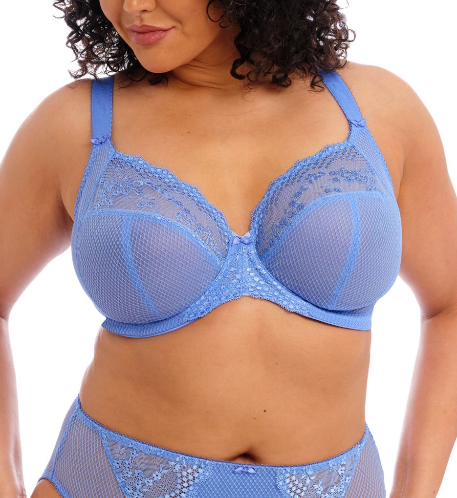 Elomi Women's Charley Underwire Stretch Lace Plunge Bra in Cornflower | Plus Size 36D | HerRoom.com