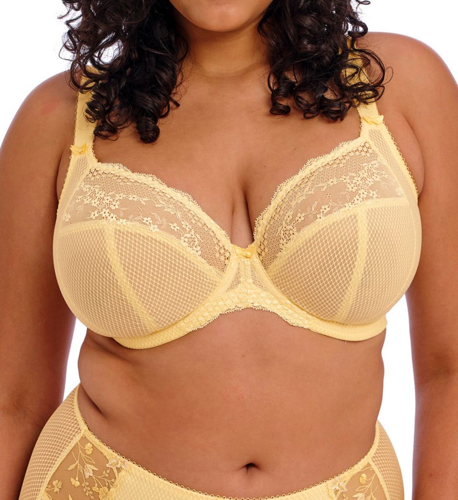 Elomi Women's Charley Underwire Stretch Lace Plunge Bra in Yellow | Plus Size 34J | HerRoom.com