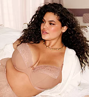 Lucie Underwire Stretch Cup Plunge Bra Mocha 46DD