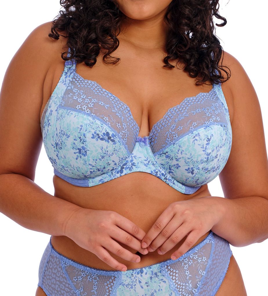 Elomi Lucie Banded Stretch Lace Plunge Underwire Bra (4490)- Rumble -  Breakout Bras