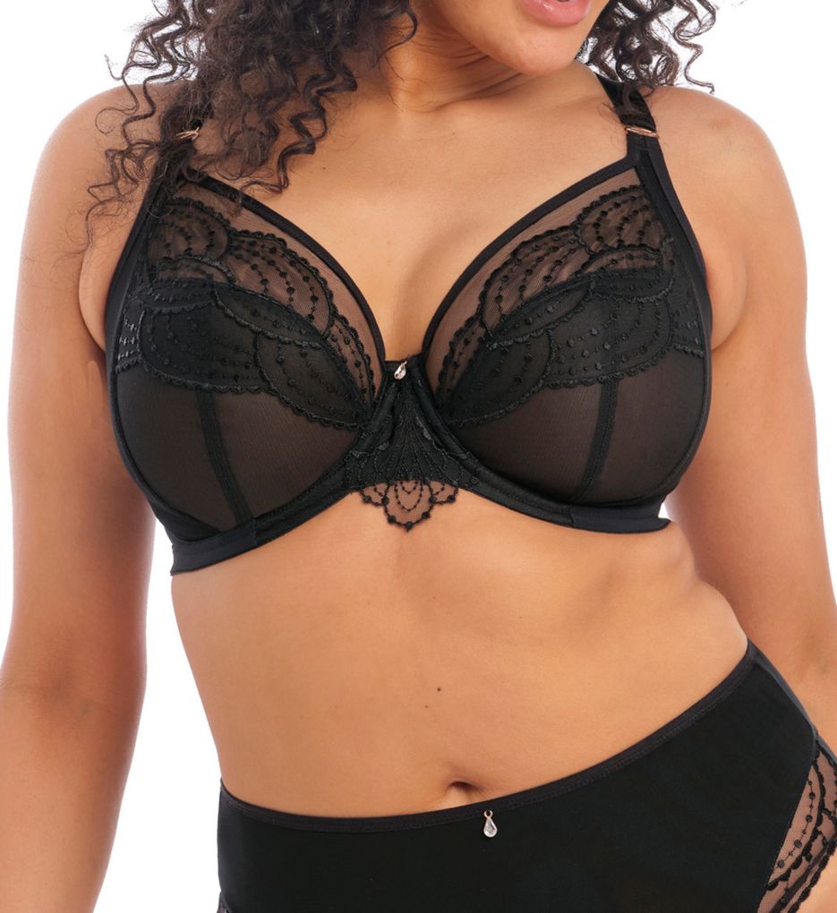 Elomi Women's Priya Plunge Underwire Bra in Black | Plus Size 32K | HerRoom.com
