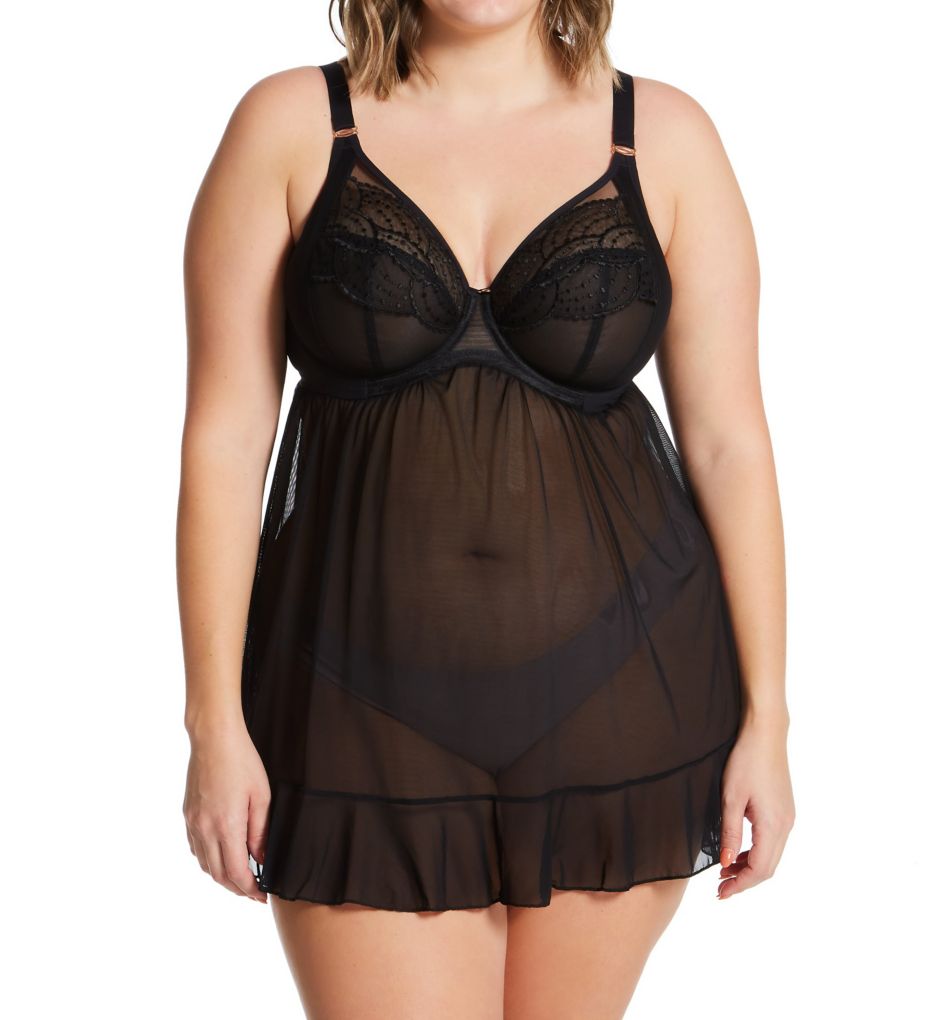 Elomi Priya Underwire Babydoll Top Black 36F  - Image 1