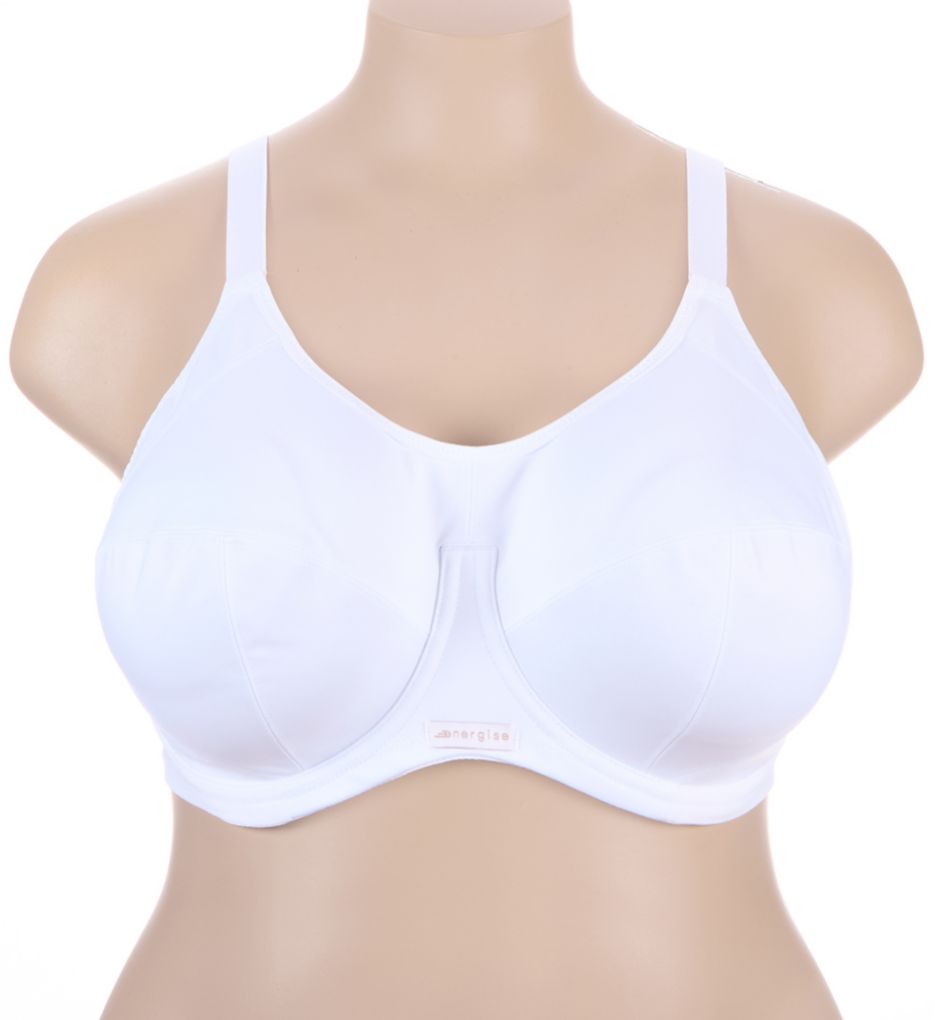 Elomi Womens Energise Underwire Sports Bra with J Hook, 46D, White