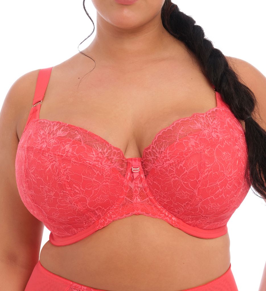 Elomi Women's Brianna Underwire Padded Half Cup Bra in Orange | Plus Size 44E | HerRoom.com