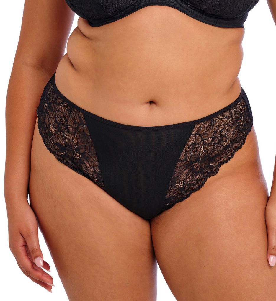 Elomi Women's Brianna Thong Panty in Black | Plus Size Large | HerRoom.com