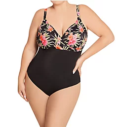 Dark Tropics Non Wired Moulded One Piece Swimsuit Black L