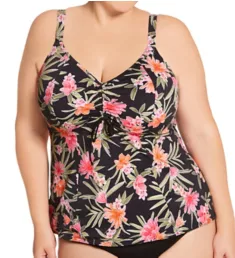 Dark Tropics Non Wired Moulded Tankini Swim Top Black M