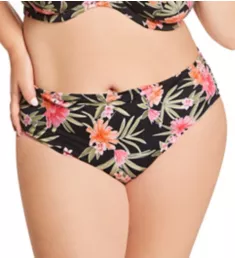 Dark Tropics Mid Rise Brief Swim Bottom Black 4X