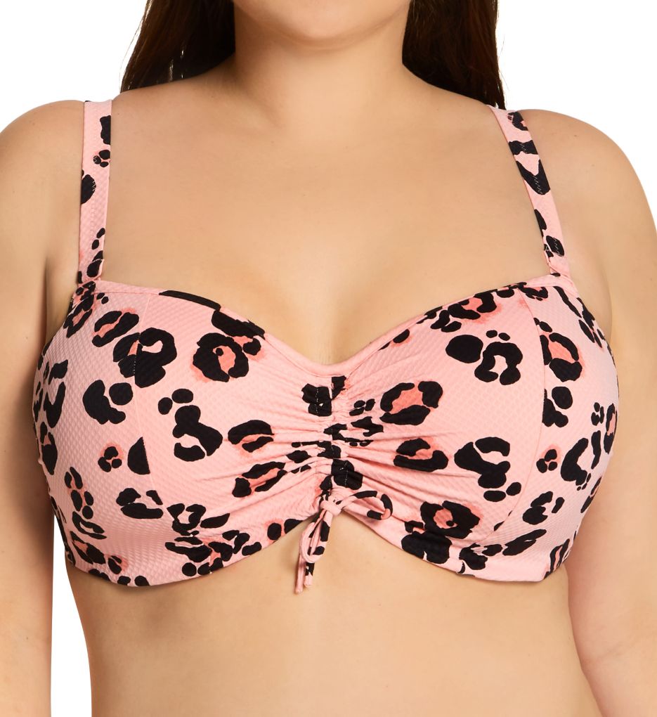 Kambuku Bikini Top by Elomi, Pink Leopard, Plunge Bikini