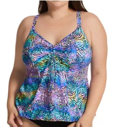 Electric Savannah Moulded Tankini Swim Top Zebra M