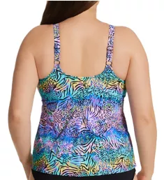 Electric Savannah Moulded Tankini Swim Top Zebra M