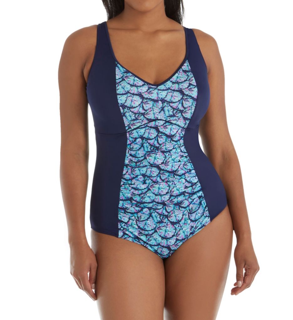 Abalone Gathered Front One Piece Swimsuit-fs