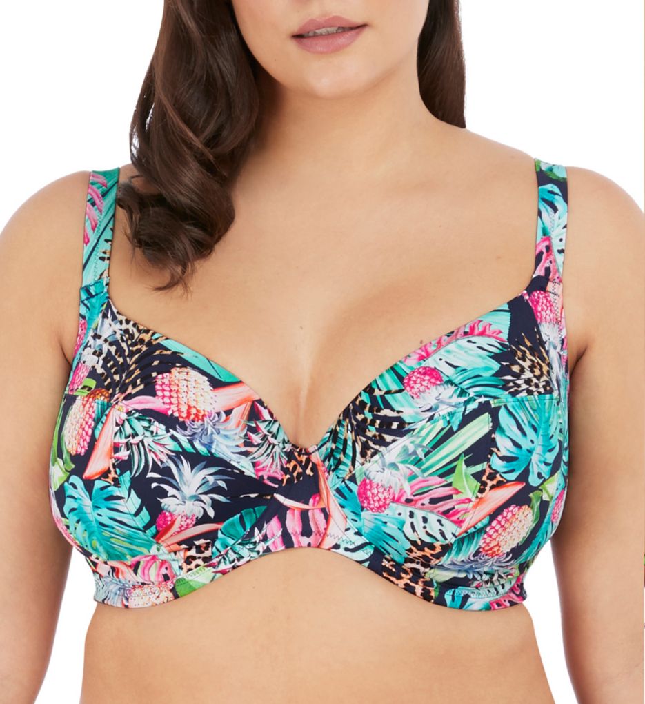 Kambuku Bikini Top by Elomi, Pink Leopard, Plunge Bikini