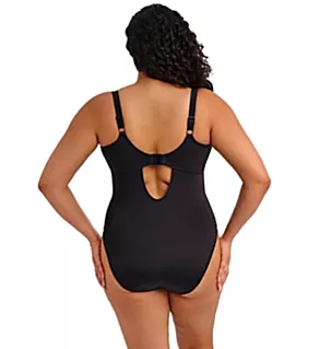 Plain Sailing Solid Non Wired Plunge Swimsuit Black 36F
