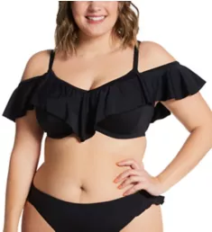 Plain Sailing Solid Underwire Bikini Swim Top Black 36E