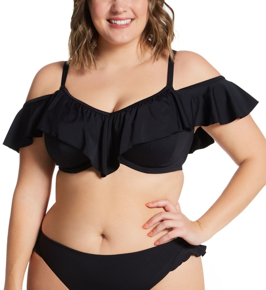 Elomi Plain Sailing Underwire Bikini Top in Black Daisy (BDY) - Busted Bra  Shop