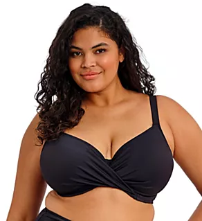 Plain Sailing Plunge Bikini Swim Top Black 32JJ
