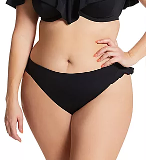 Plain Sailing Solid High Leg Brief Swim Bottom Black L
