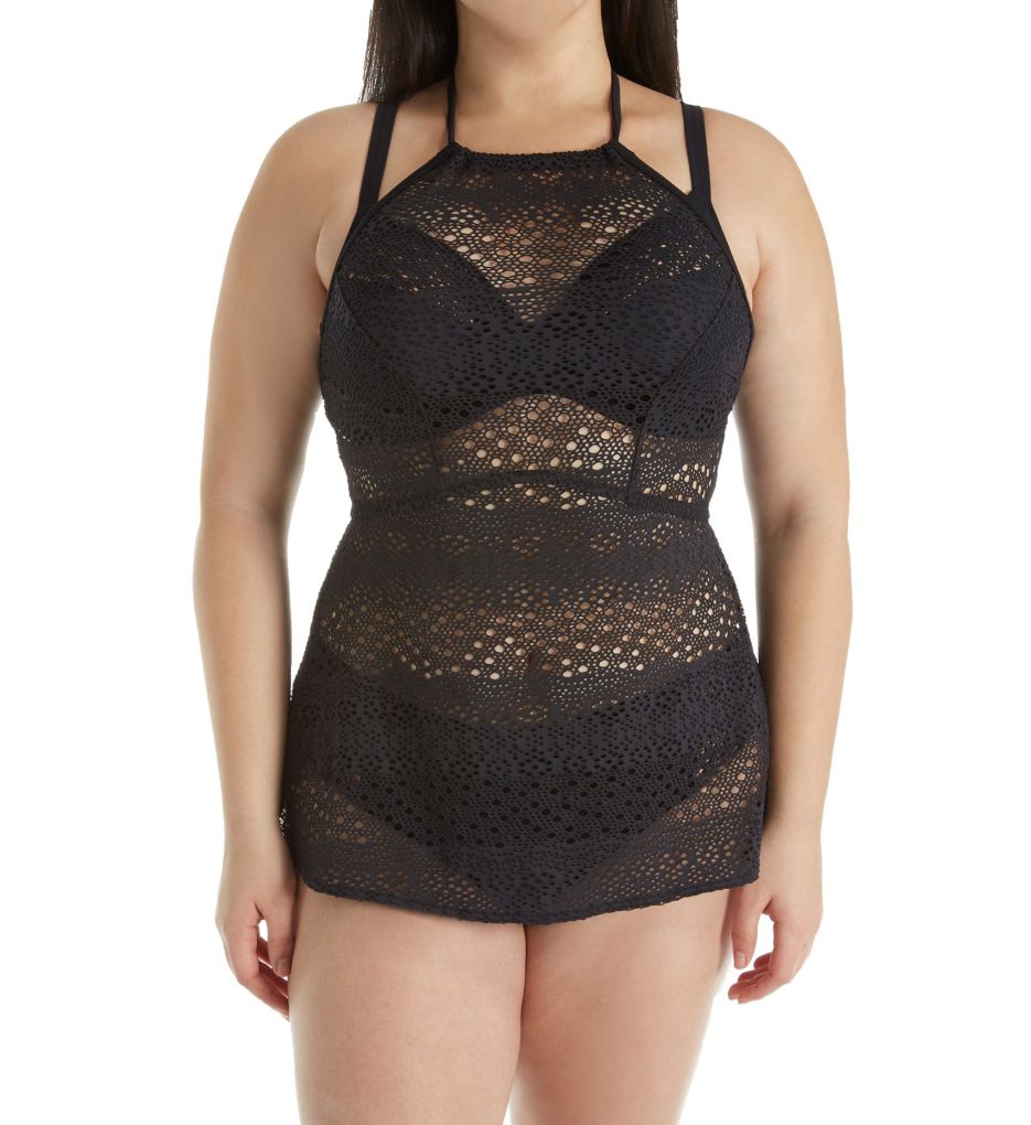 Indie Crochet High Neck Swim Cover Up-fs