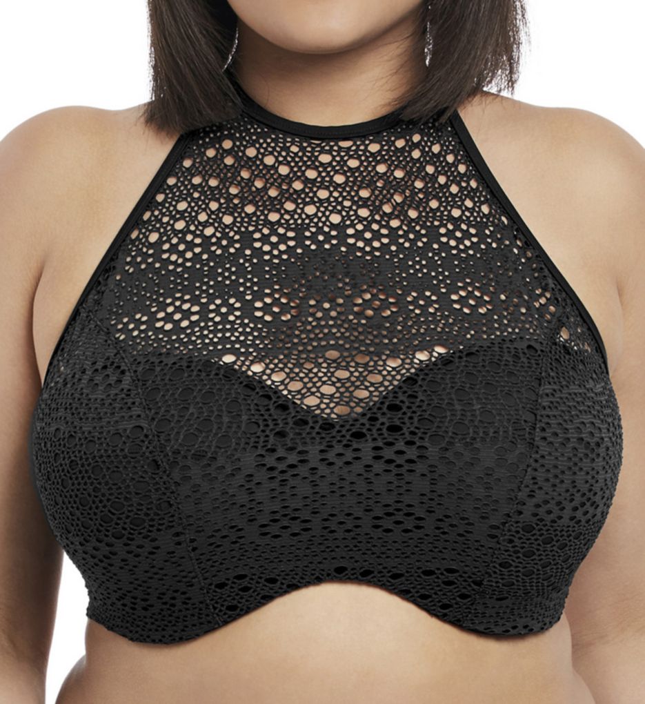 Plus Size Crochet Lace High Neck Bralette