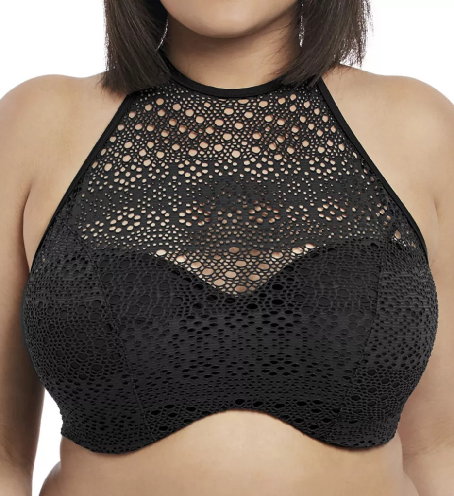 Elomi Indie Crochet Underwire Plunge Multiway Bikini Top In Indigo 7536