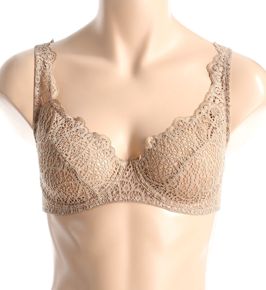 Crochet Lace Underwire Plunge Full Cup Bra-fs