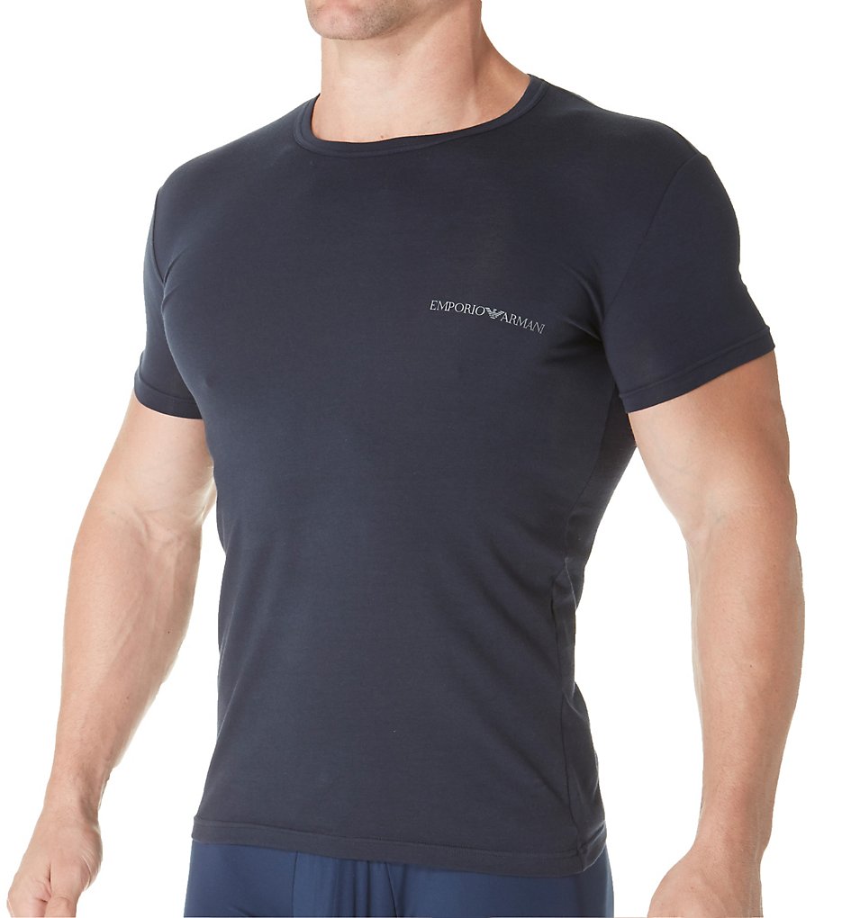Emporio Armani 0357A717 Stretch Cotton Classic Logo Crew Neck T-Shirt (Marine)