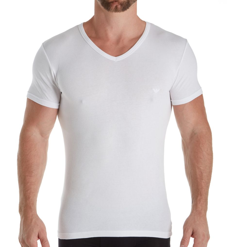 Essentials Stretch Cotton V-Neck-fs