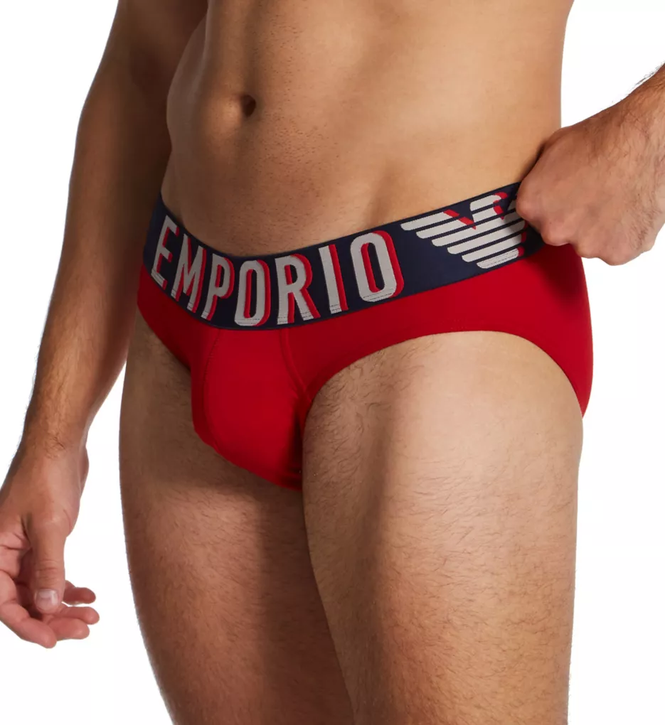Megalogo Cotton Stretch Brief Red M