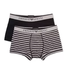 Yarn Dyed Striped Cotton Stretch Trunk - 2 Pack Black/Stone Stripe XL