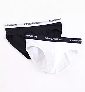 Essentials Stretch Cotton Brief - 2 Pack White/Marine S