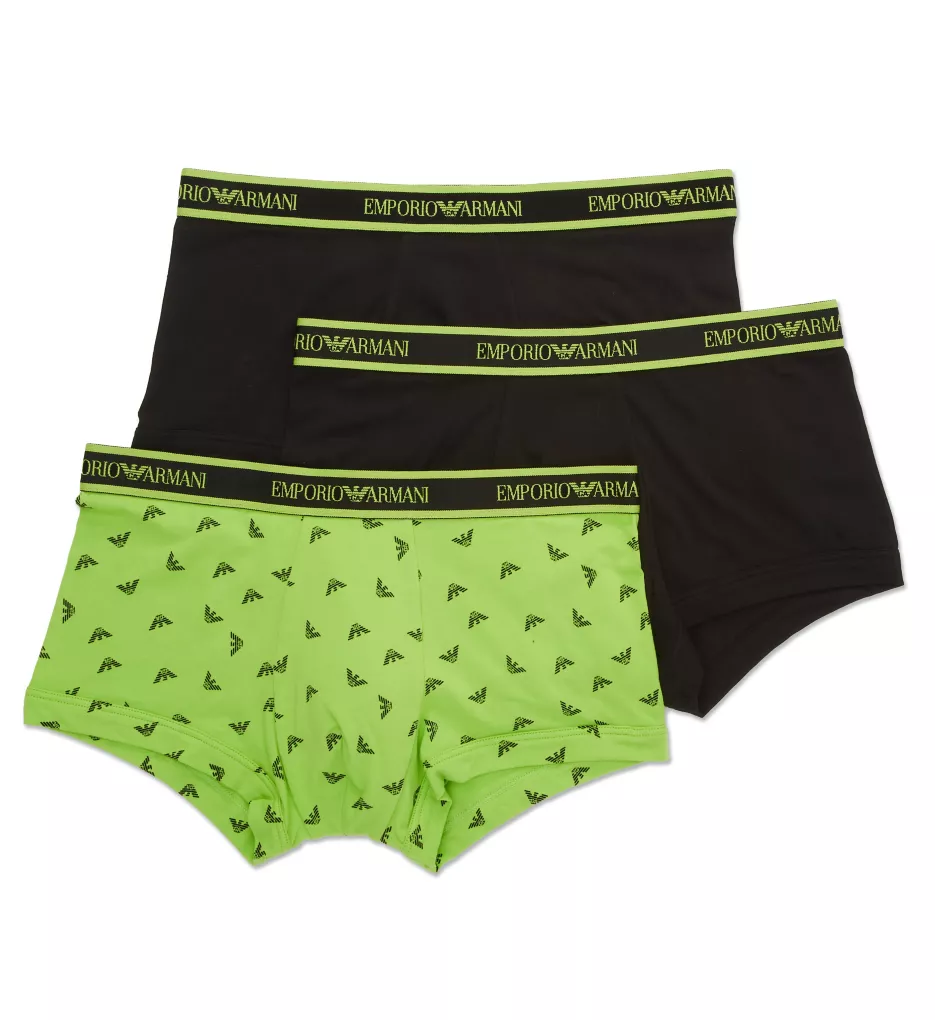 Core Logoband Stretch Cotton Trunk - 3 Pack Black/Printed Lime L