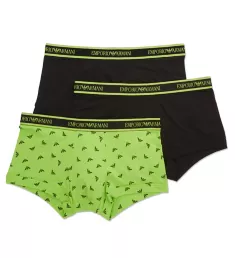 Core Logoband Stretch Cotton Trunk - 3 Pack Black/Printed Lime S