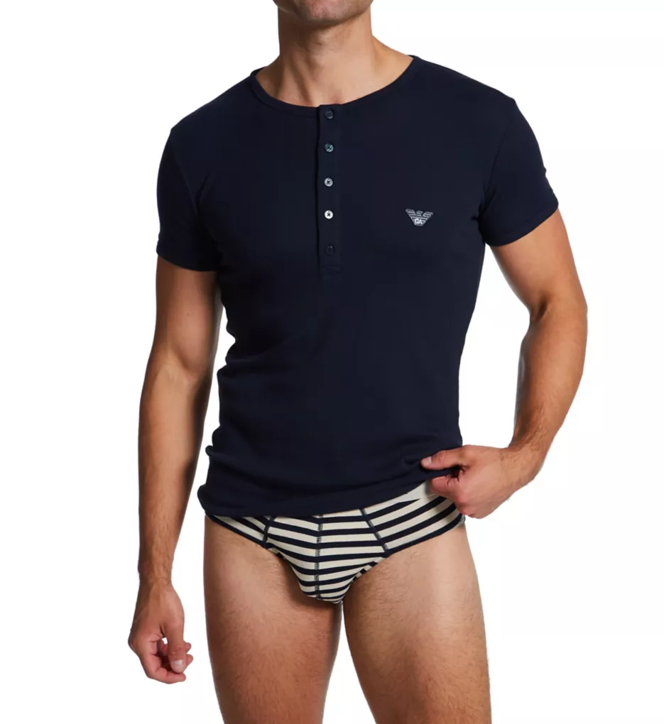 Emporio Armani Yarn Dyed Striped Cotton Stretch Brief - 2 Pack 1117334 - Image 3