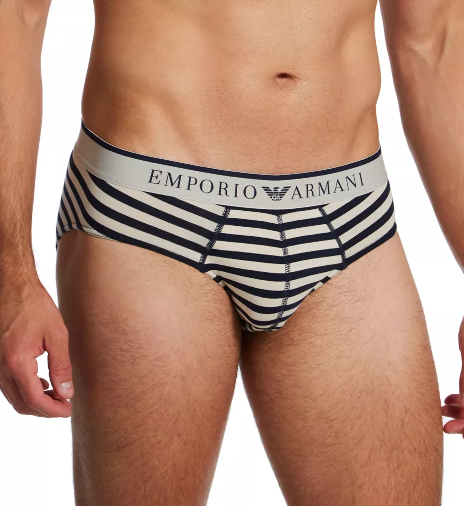 Emporio Armani Yarn Dyed Striped Cotton Stretch Brief - 2 Pack 1117334 - Image 1