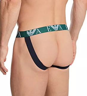 Bold Monogram Jockstrap - 2 Pack White/Marine XL