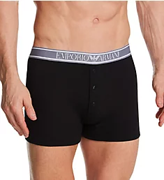 Ribbed Cotton Button Fly Boxer BLK M