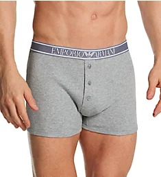 Ribbed Cotton Button Fly Boxer LGHTGM M