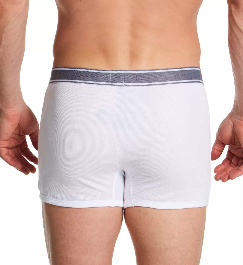 Ribbed Cotton Button Fly Boxer WHT L