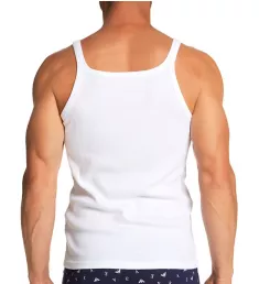 Ribbed Stretch Cotton Tank WHT XL