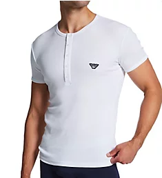 Ribbed Stretch Cotton Slim Fit Henley T-Shirt White S