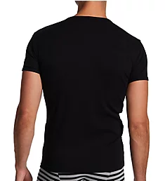 Ribbed Stretch Cotton Slim Fit Henley T-Shirt Black M