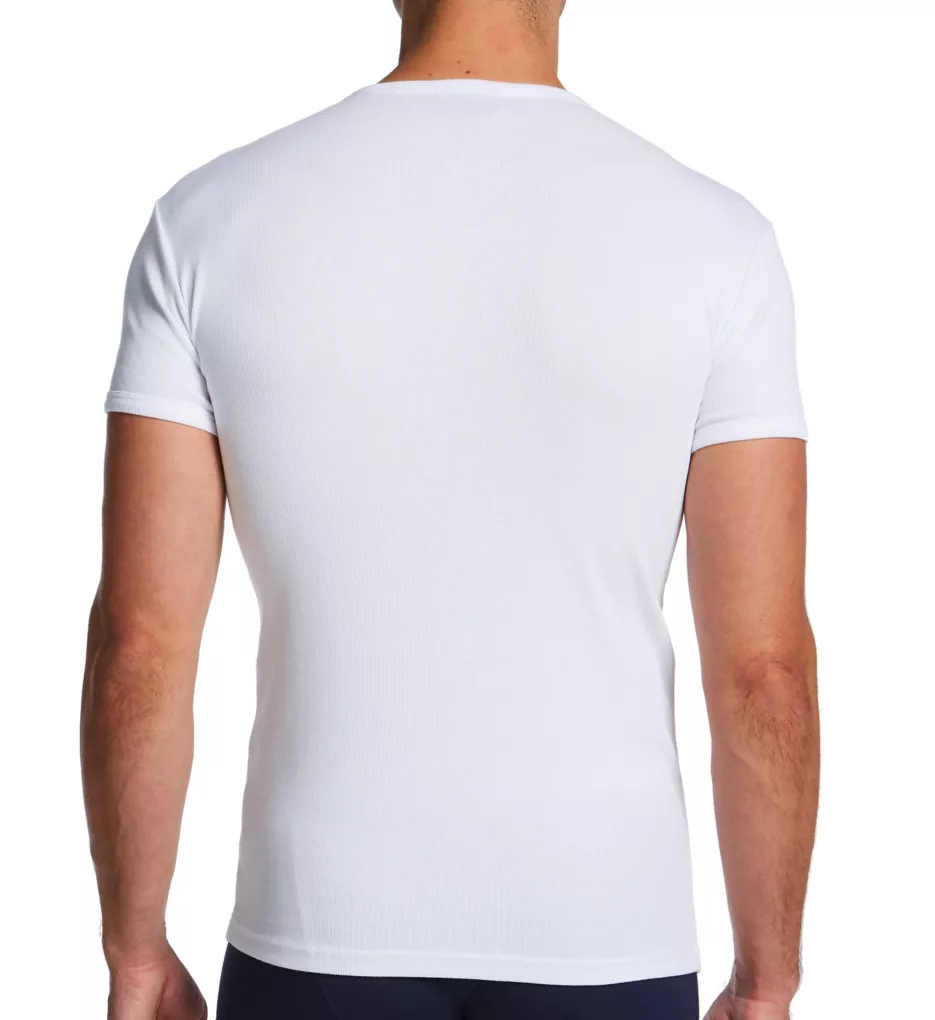 Emporio Armani Ribbed Stretch Cotton Slim Fit Henley T-Shirt 1120144 - Image 2