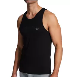 Ribbed Stretch Cotton Tank Black L