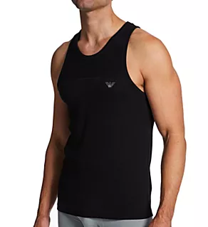 Ribbed Stretch Cotton Tank Black S