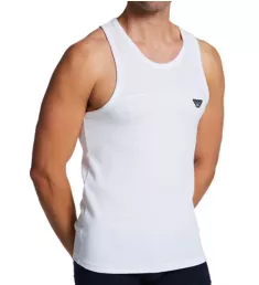 Ribbed Stretch Cotton Tank White XL