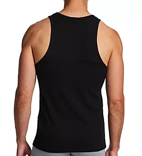 Ribbed Stretch Cotton Tank Black S